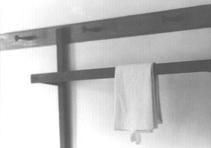 SA0741.63 - Photo of towel on hanging rack., Winterthur Shaker Photograph and Post Card Collection 1851 to 1921c